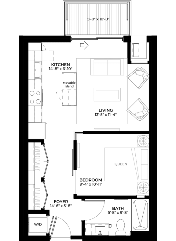 Peach studio floor plan at The Rowan luxury residences in Eagan MN 55122