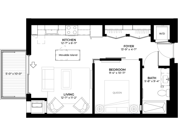 Plum studio floor plan at The Rowan luxury residences in Eagan MN 55122