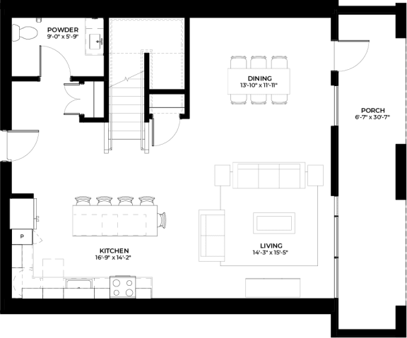 Sycamore townhome lower level floor plan at The Rowan luxury residences in Eagan MN 55122