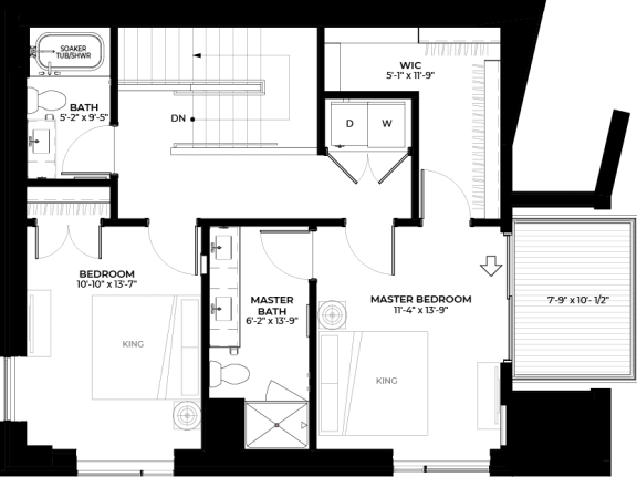 Ironwood townhome upper level floor plan at The Rowan luxury residences in Eagan MN 55122