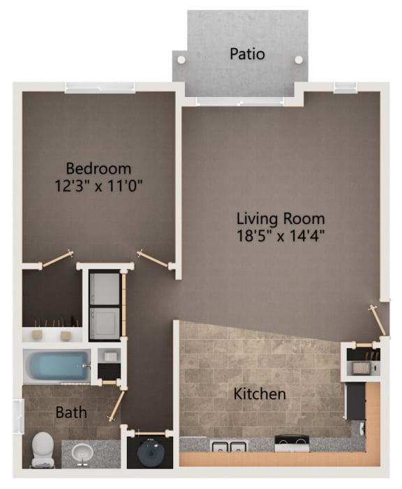 Celestial one bedroom apartment floor plan layout