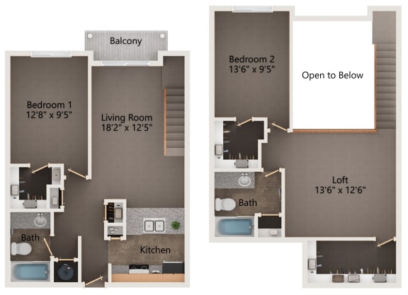 Cityscape two bedroom apartment floor plan layouts