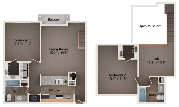 Purview two bedroom apartment floor plans