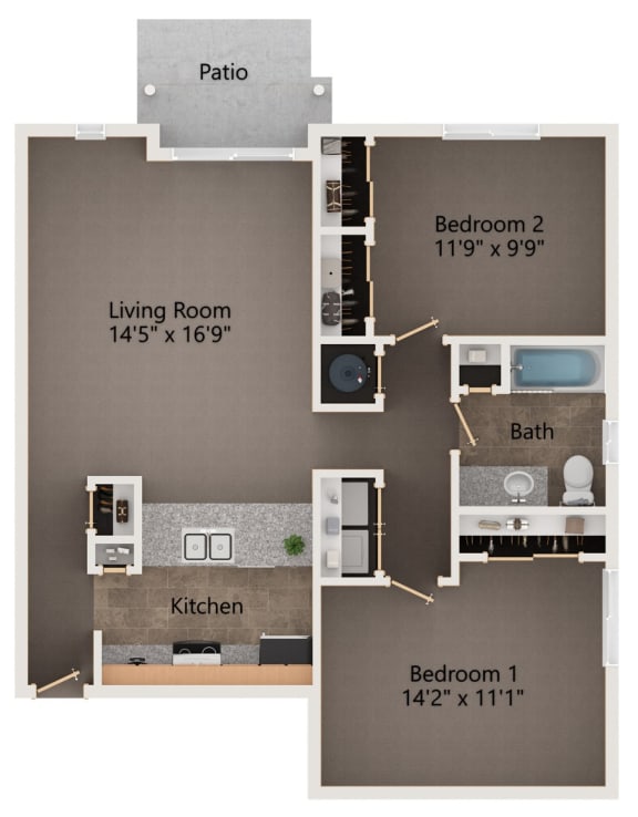 Vista 2 bedroom apartment floor plan