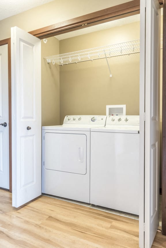 Washer and dryer included in each unit at The Flats at 84 in southeast Lincoln NE 68516