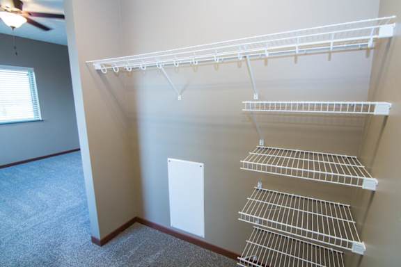 Empty shelves in a closet