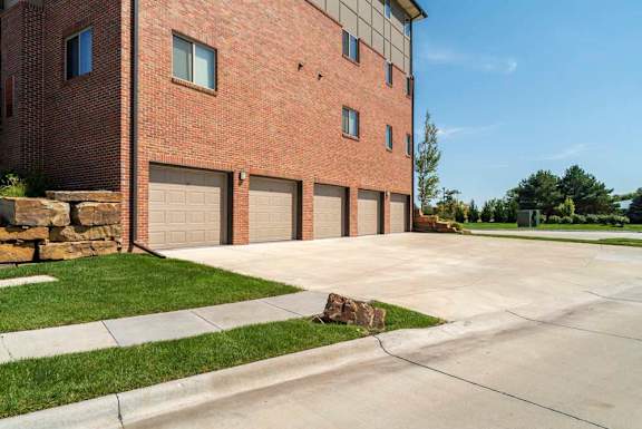 Attached garages at The Flats at 84 in southeast Lincoln NE 68516