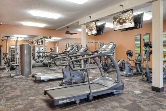 24-hour fitness center with TVs at The Flats at 84 in southeast Lincoln NE 68516