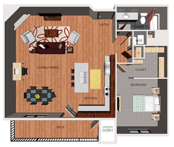 One bedroom apartment floor plan