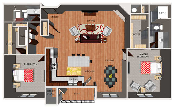 Two bedroom apartment floor plan
