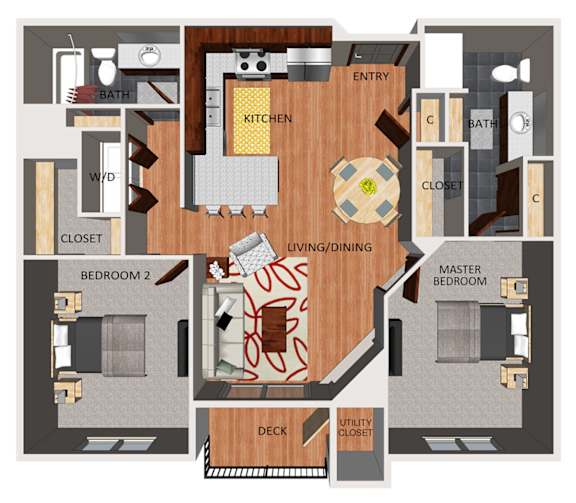 Two bedroom apartment floor plan