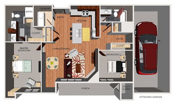 Two bedroom apartment floor plan