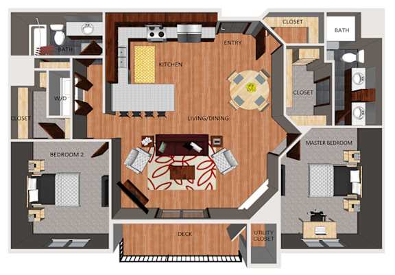 Two bedroom apartment floor plan