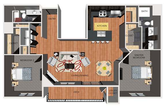 Two bedroom apartment floor plan