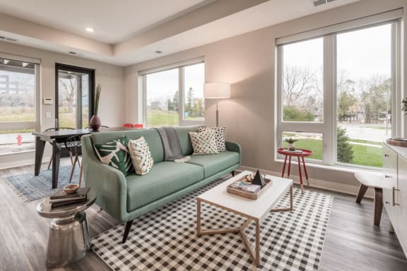 Living room view with natural lighting at The Preserve at Normandale Lake