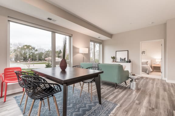 Living room view with natural lighting at The Preserve at Normandale Lake
