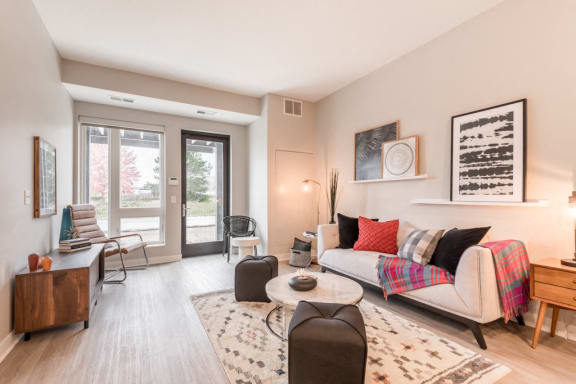 Living room with natural light at The Preserve at Normandale in Bloomington, MN
