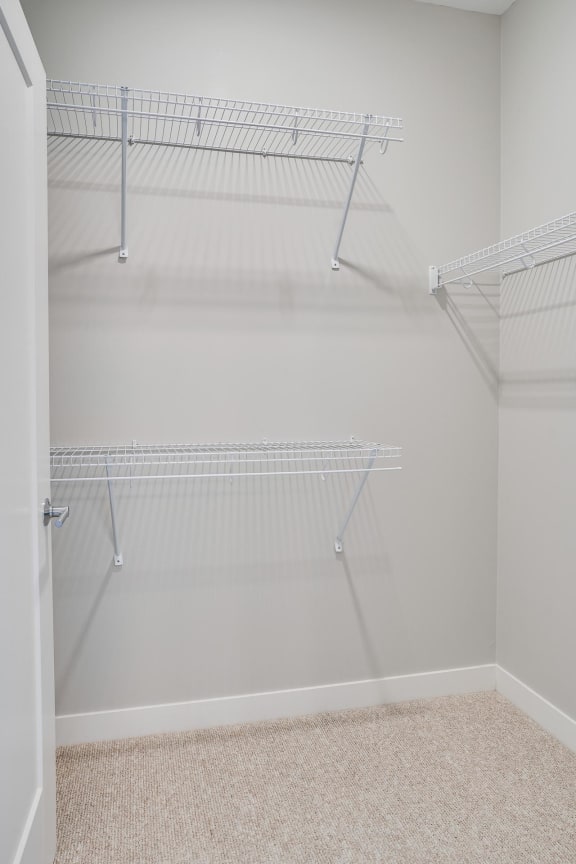 Ample storage in the walk-in closets in both bedrooms of the 2 bedroom Harriet floor plan