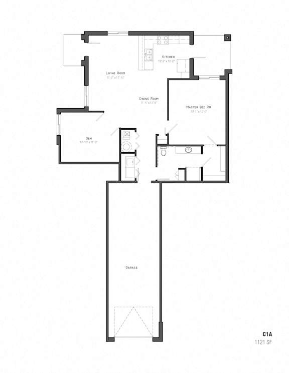 Wind Cave one bedroom with den floor plan at The Villas at Mahoney Park