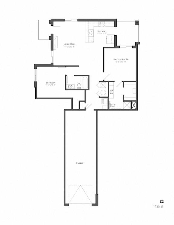 Shenandoah two bedroom floor plan at The Villas at Mahoney Park