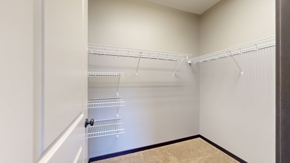 our apartments have a walk in closet plenty of hanging and shelving space