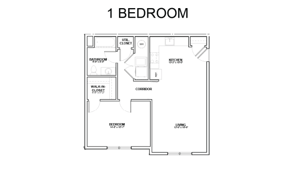 a floor plan of a 1 bedroom apartment