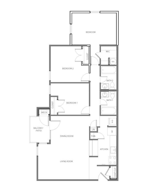 a floor plan of a 1 bedroom floor plan