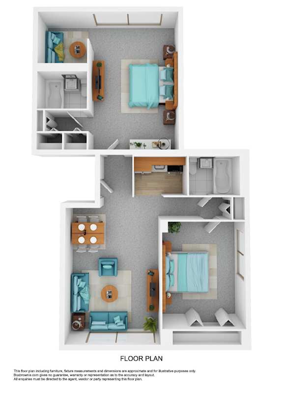 A floor plan of a small apartment with a kitchen, living room, and bathroom.