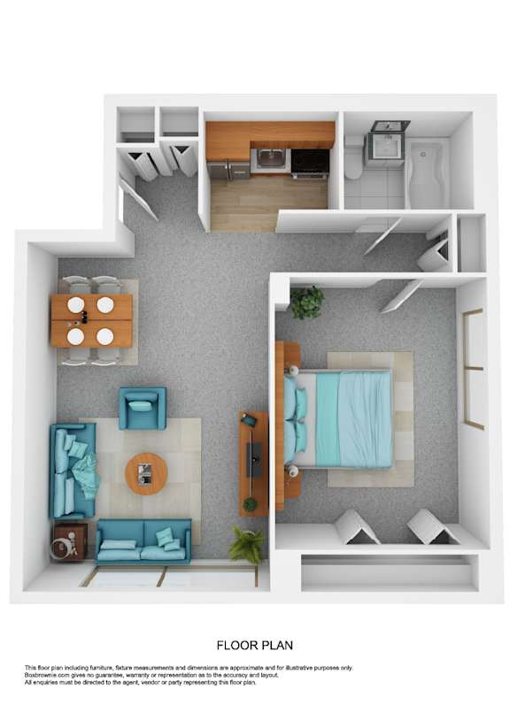 A floor plan of a room with furniture and measurements.