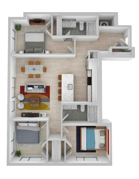 a 3d rendering of a floor plan of a house
