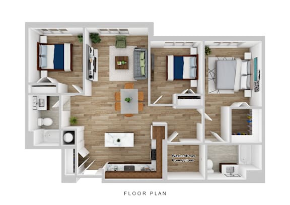 A floor plan of a house with labeled rooms.