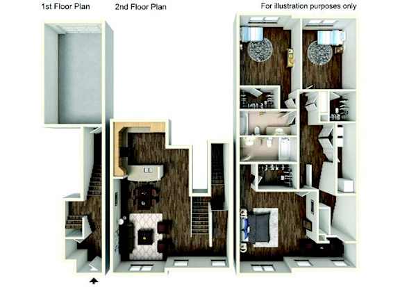 A diagram shows the layout of a two-story apartment.