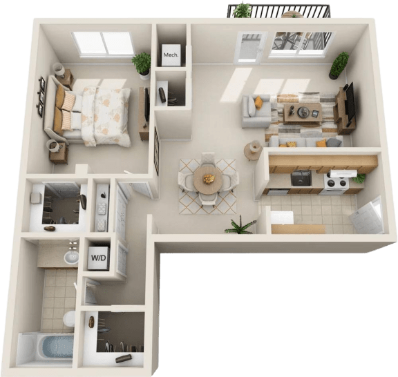 a floor plan of a house with a bedroom and a living room