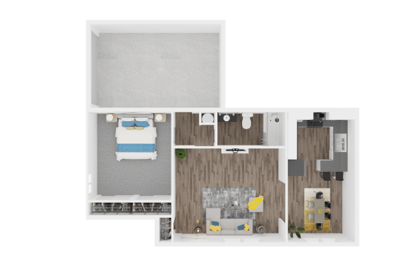  Floor Plan Aspen- One Bedroom