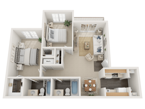 vs5 3D 2 Bed/2 Bath 988 sq ft Floor Plan