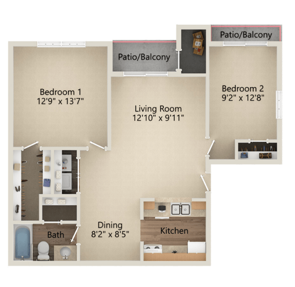 Floor Plans of Village Square of Hot Springs in Hot Springs, AR