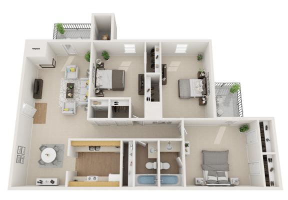 The Village Apartments 3 Bedroom 2 Bathroom 1150 Square Feet Floor Plan