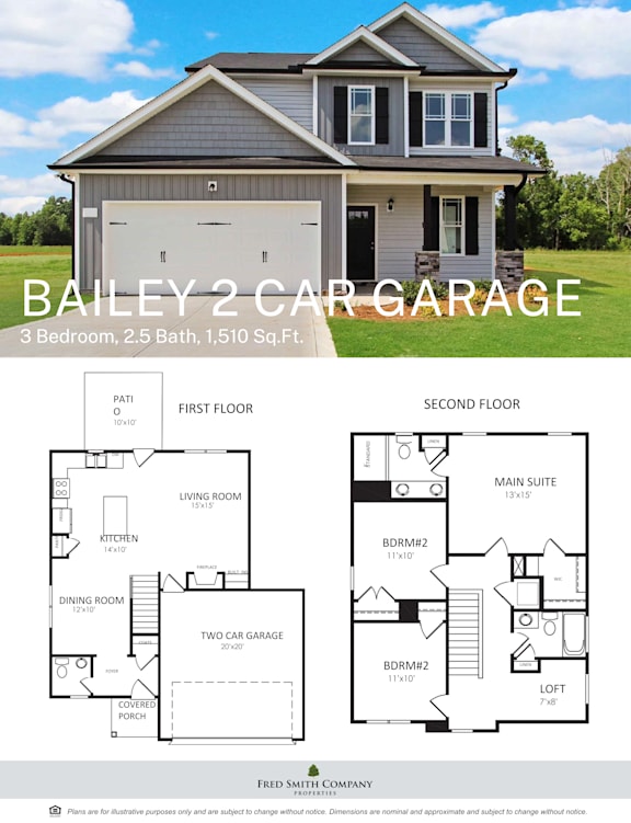 A house with a two car garage and a living room.