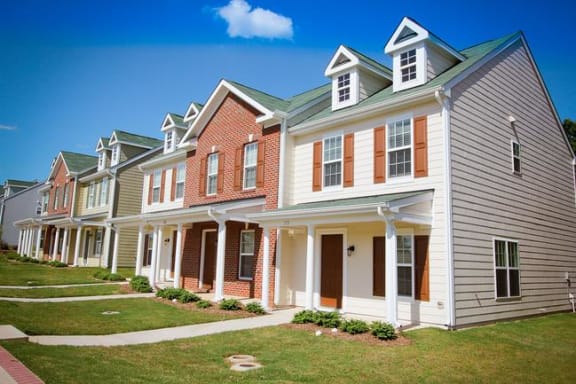 a row of houses on a street
