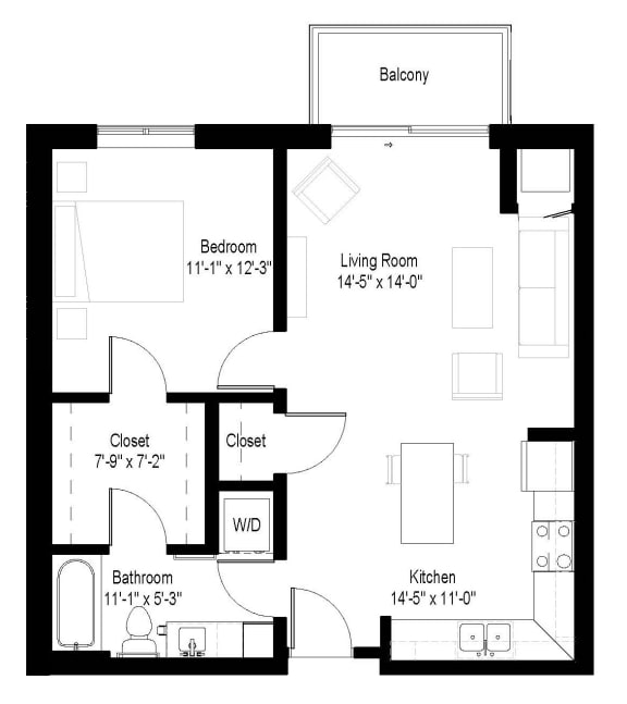 D Floor Plan at Gateway Northeast, Minneapolis, MN, 55418