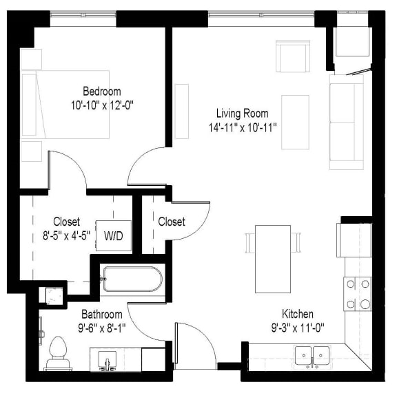 D1 Floor Plan at Gateway Northeast, Minnesota, 55418