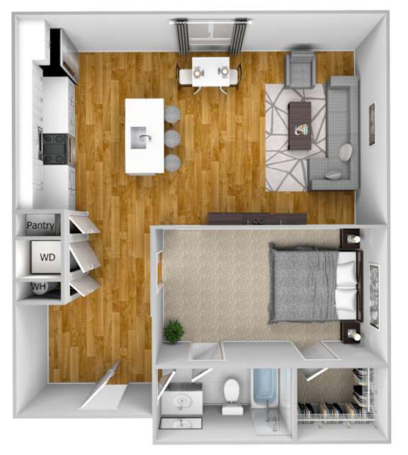 1 bed 1 bath E at The Quarter Lofts Apartments, Jackson, MS