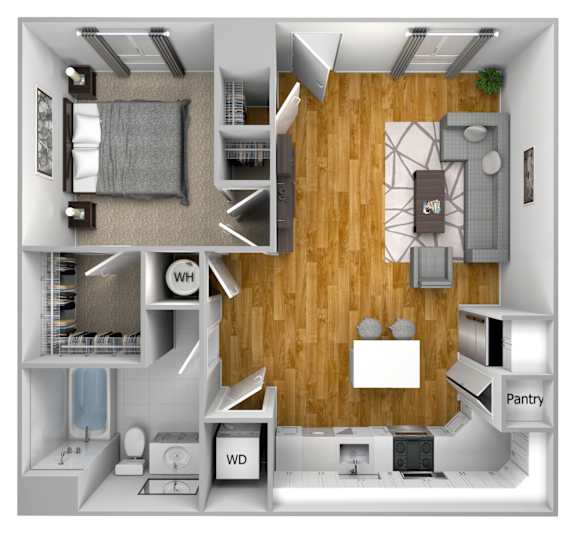1 bed 1 bath F at The Quarter Lofts Apartments, Jackson, 39216