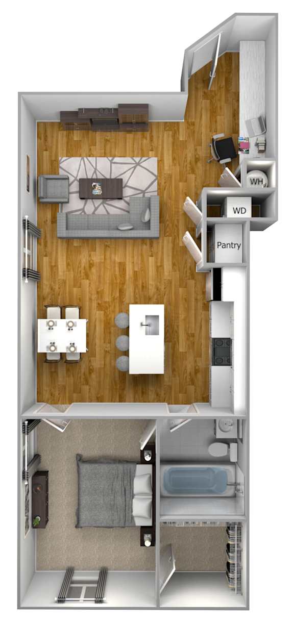 1 bed 1 bath H at The Quarter Lofts Apartments, Jackson