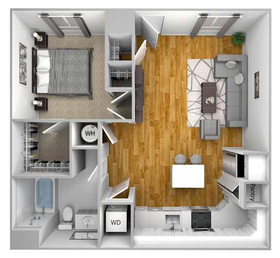 1 bed 1 bath J at The Quarter Lofts Apartments, Mississippi, 39216