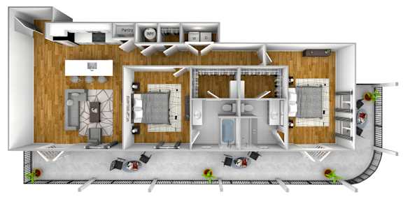 2 bed 2 bath at The Quarter Lofts Apartments, Jackson, MS