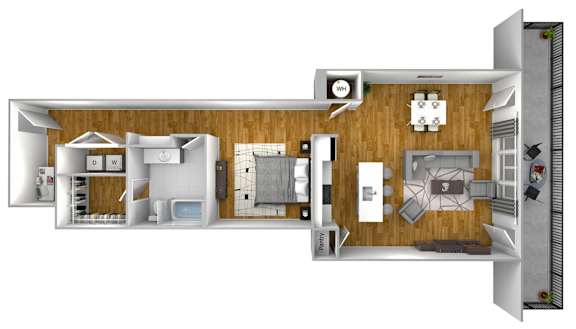 1 bed 1 bath at The Quarter Lofts Apartments, Jackson, Mississippi