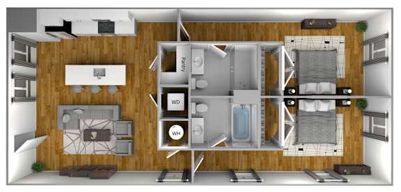 2 bed 2 bath C at The Quarter Lofts Apartments, Jackson