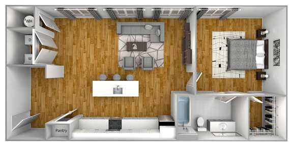 1 bed 1 bath A at The Quarter Lofts Apartments, Jackson