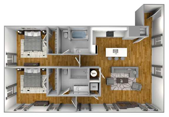 2 bed 2 bath E at The Quarter Lofts Apartments, Mississippi, 39216